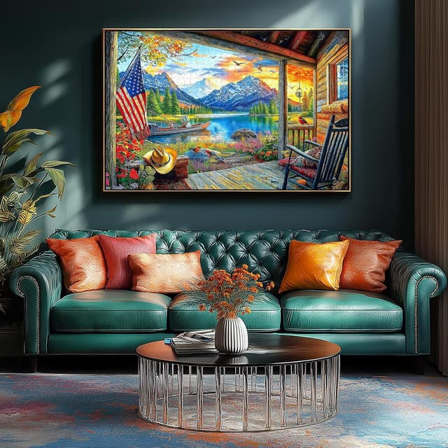 Detalle de Lake Village 1000-Piece Jigsaw Puzzle (Sunset Nature Scene) for Adults