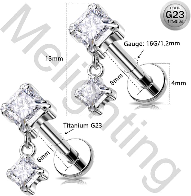 Thumbnail 5 de Melighting Orecchino elica titanio 16G zirconia