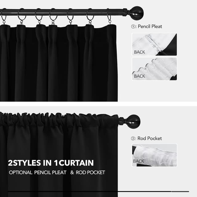 Detalle de Deconovo blackout curtains 46 x 54 black