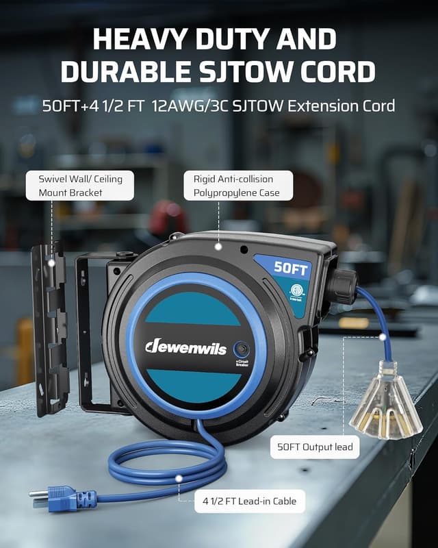 Thumbnail 5 de DEWENWILS Extension Cord 50 ft Reel 🔌