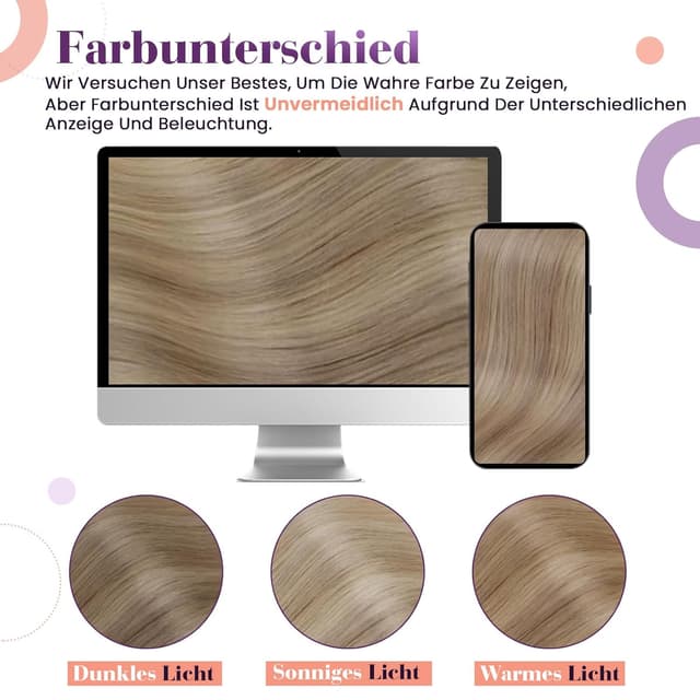 Detalle de LaaVoo Clip-in Echthaar-Extensions Blond Highlight (7 Stück, 35 cm) #16/22