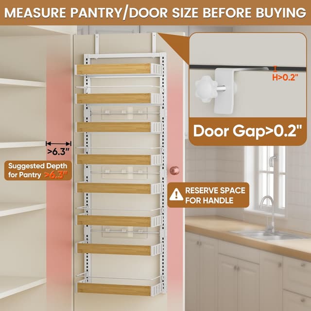 Detalle de POKIPO 8 Tier Over The Door Pantry Organizer (2-in-1 wall mount or hanging spice rack)
