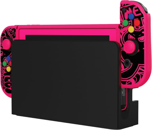 Detalle de playvital ZealProtect Soft Protective Case for Nintendo Switch (VV & Bright Pink) with tempered glass screen protector