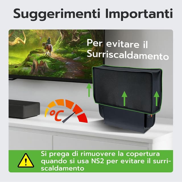 Detalle 2 de Tolesum Copertura antipolvere protettiva per Switch 2 e base ufficiale Switch 2 (cover accessorio anti-graffio e impermeabile) - nero