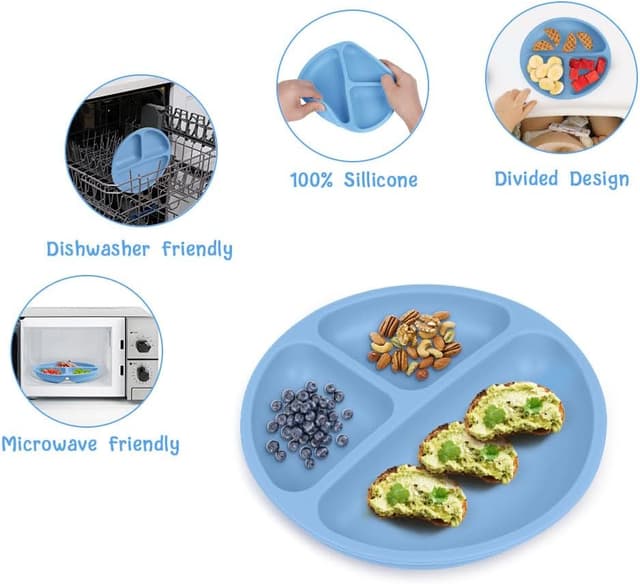 Detalle 2 de Vicloon piatti a ventosa per baby e toddler con scomparti (2 pezzi) in silicone alimentare BPA free