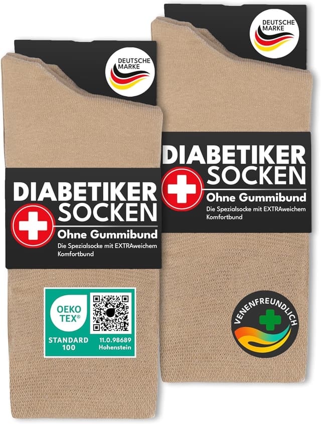 Detalle de sockenkauf24 Diabetikersocken ohne Gummi & ohne Naht – 97% Baumwolle (6 Paar) für Damen und Herren
