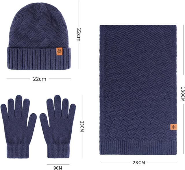 Detalle 2 de MAZELIKEHOOD 3-piece winter hat, scarf and gloves set for men