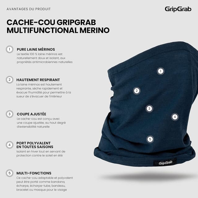 Detalle 2 de Cache-cou GripGrab Merino multifonction 47 cm