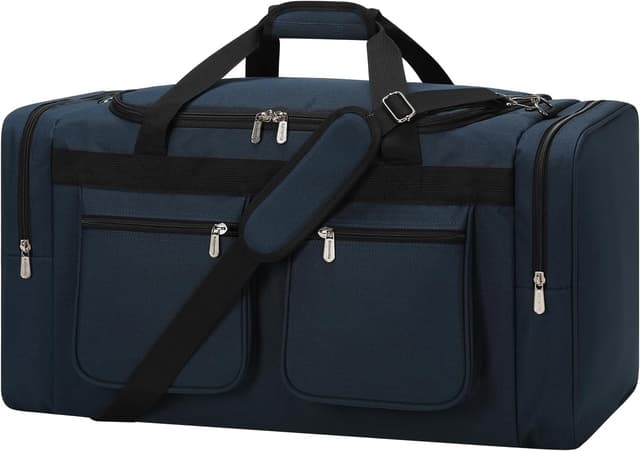 Detalle de ZZY Men’s 55L Gym Bag Sports Duffle with Lockable Zipper (24 inch) – Navy Blue