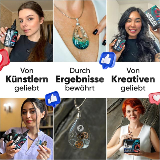 Thumbnail 6 de Craft Resin UV-Harz klar (harte Variante) – niedrigviskos 500 g Set für DIY, Schmuck und Formen