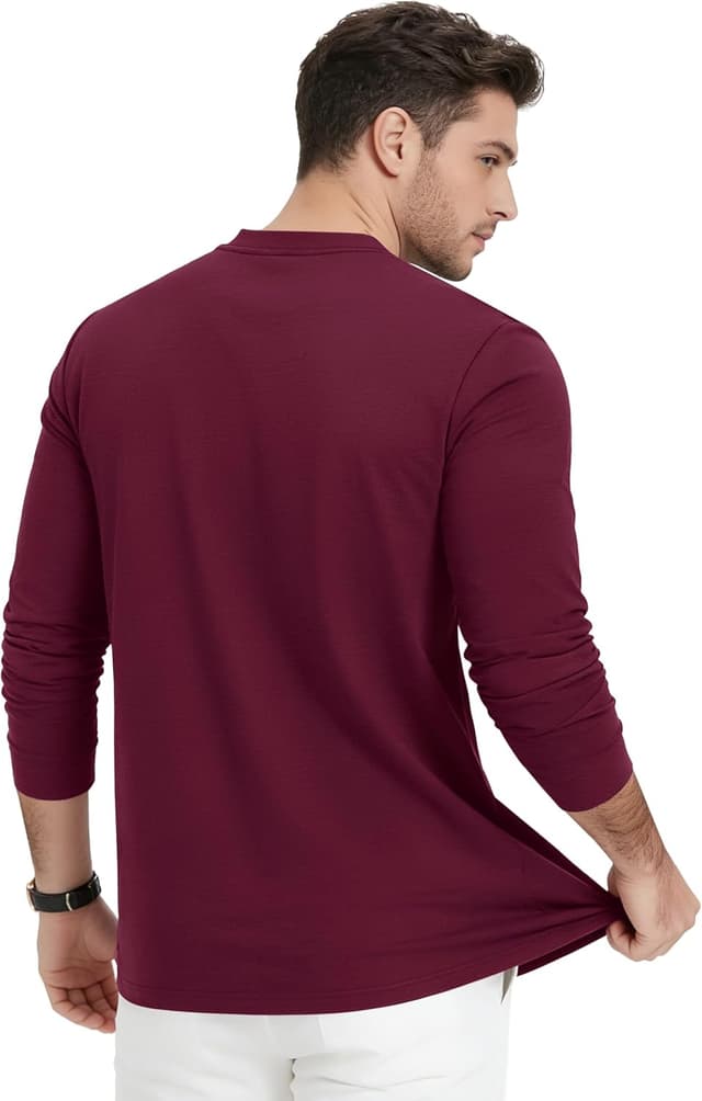 Detalle de T-shirt homme à manches longues Henley en coton à 3 boutons KEFITEVD