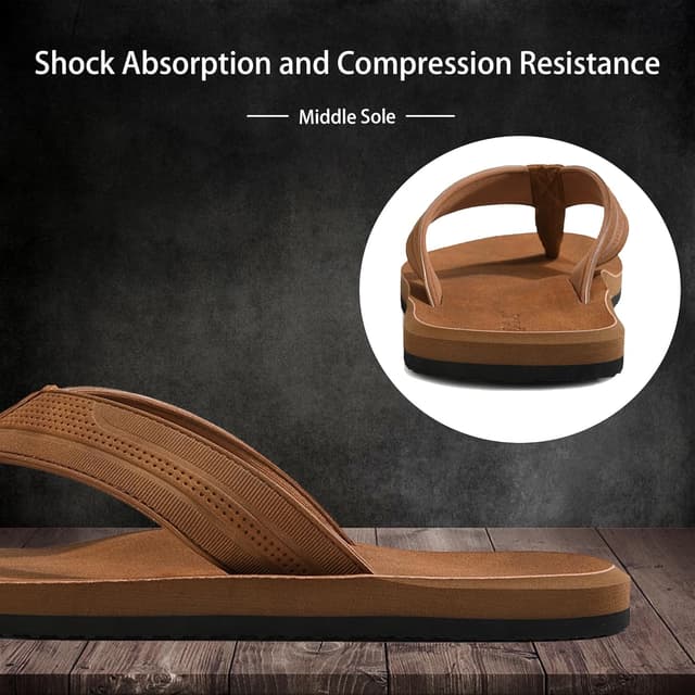 Thumbnail 6 de ARRIGO BELLO Tongs homme claquette Tongue en cuir, antidérapantes pour l’été (taille 41-46)