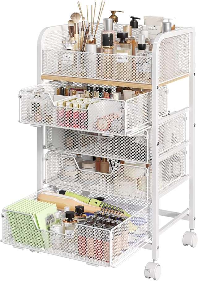 Detalle de Hongtamoya Makeup Cart Organizer 4-Drawer White