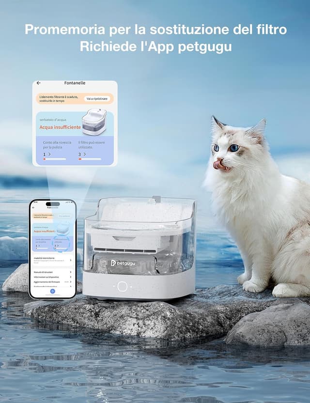 Detalle de PETGUGU PF1 e PF1L: set 3 filtri per fontanella per gatti con 8 strati