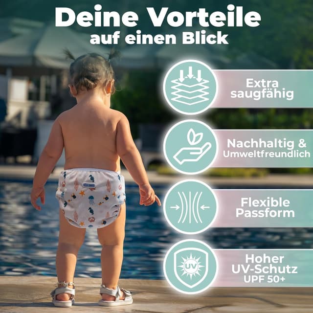 Detalle 2 de KIDVERSE 2er Set Schwimmwindel 0–3 Jahre