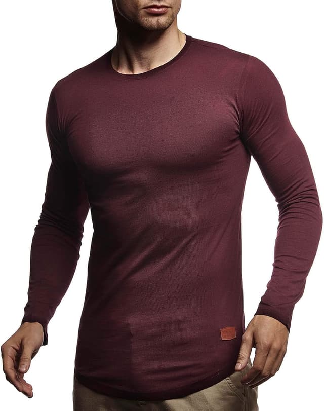 Detalle de Leif Nelson LN8394 : t-shirt basique à manches longues col rond homme