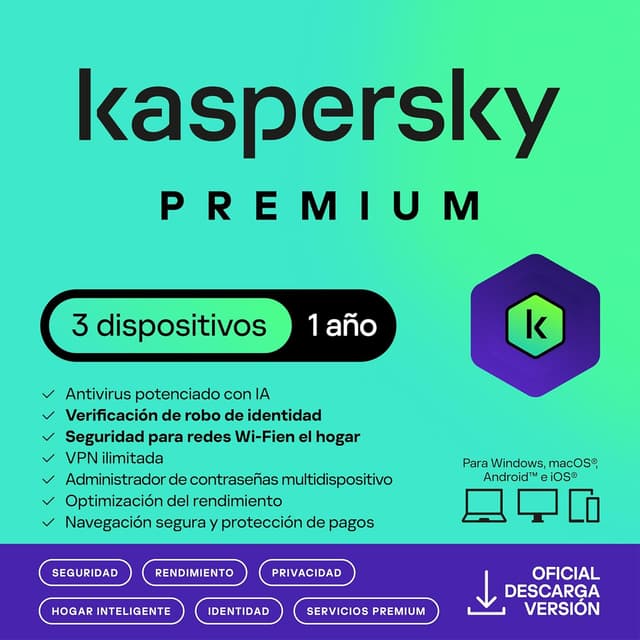 Imagen de Kaspersky Premium Total Security 2026 | 3 Dispositivos en OfertitasTOP