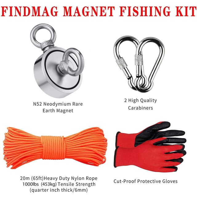 Thumbnail 1 de FINDMAG Magnet Fishing Kit 660 lb Pulling Force