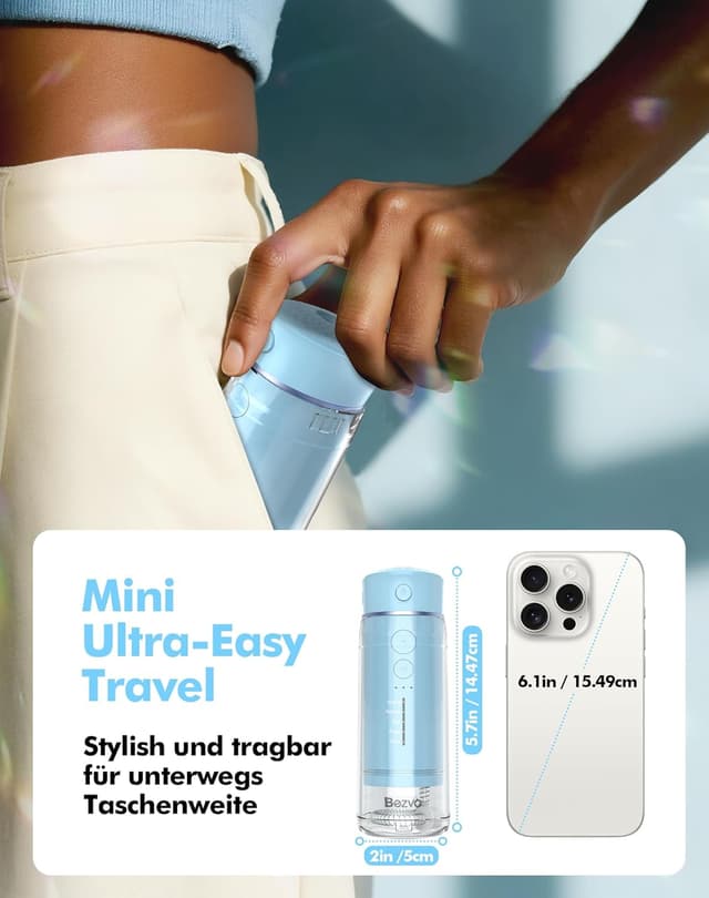 Detalle de Bezvoi Idropulsore Dentale Portatile Senza Fili 180 ml con 5 modalità e IPX7