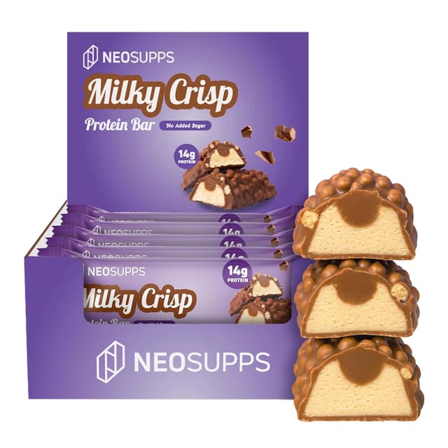 Detalle de Neosupps Protein Bar Milky Crisp – Proteinriegel mit 14 g Protein (12er Pack)