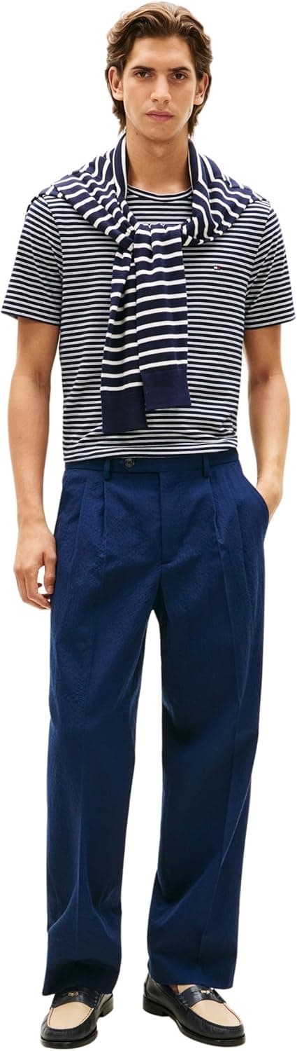 Detalle 2 de Tommy Hilfiger Ess Seasonal Reg Fit Stripe Tee MW0MW40923 maglietta a righe da uomo