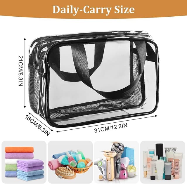 Detalle 2 de Aucuu beauty case trasparente in PVC con separazione asciutto/bagnato per viaggio