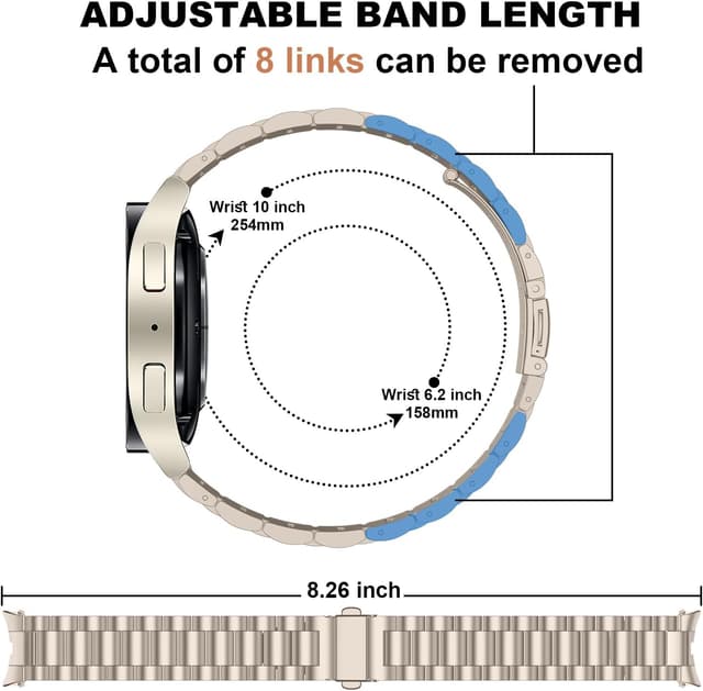 Detalle de Suphart Stainless Steel Metal Band Strap for Samsung Galaxy Watch (Starlight) — No-Gap Connector