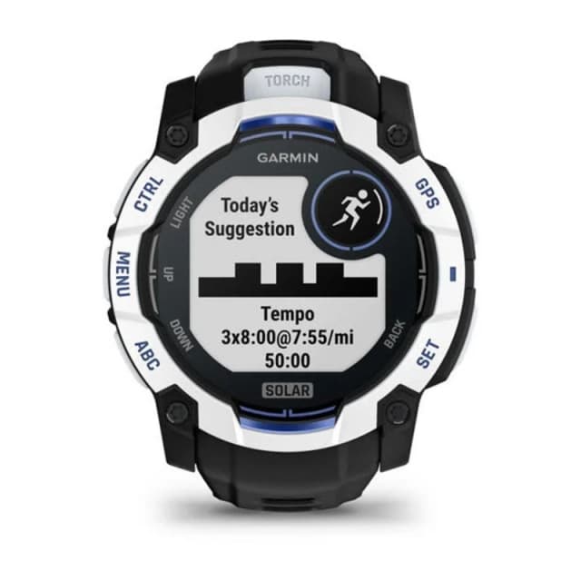 Detalle de Garmin Instinct GPS 45 mm AMOLED negro y azul con pulsómetro, SpO2 y resistencia 10ATM