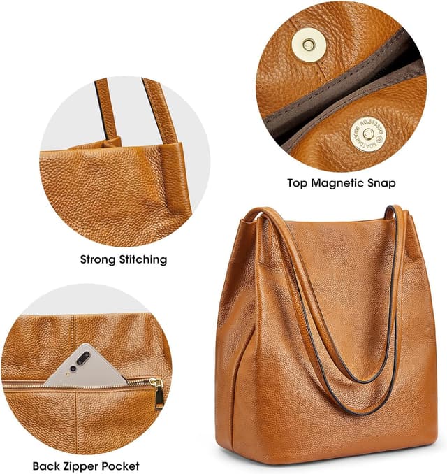 Detalle de Kattee Borsa a tracolla da donna in morbida pelle con chiusura magnetica superiore, grande