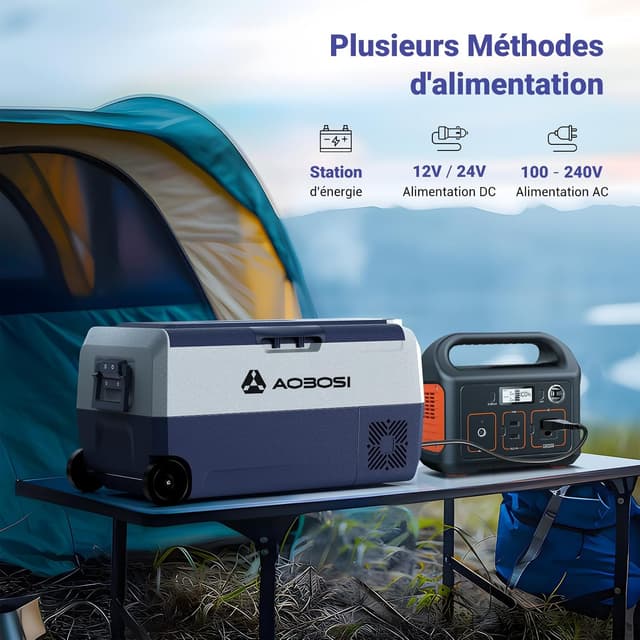 Detalle de AAOBOSI Glaciere à compression 36 L électrique 12/24 V et 100–240 V (jusqu’à -20 °C à 20 °C) avec appli