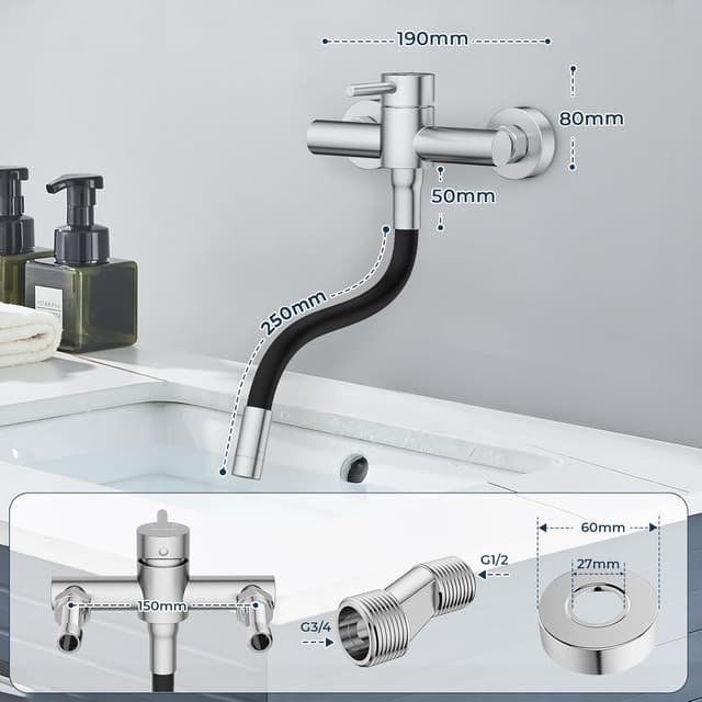 Detalle 2 de HURRAN Rubinetto cucina a muro 360°