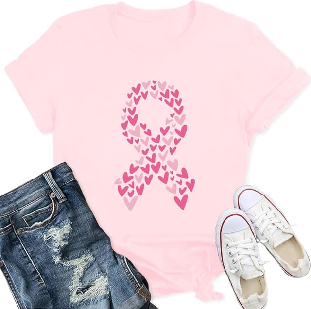 Thumbnail 6 de Qskall Breast Cancer Awareness T-Shirt for Women with Pink Ribbon & Sunflower Graphic