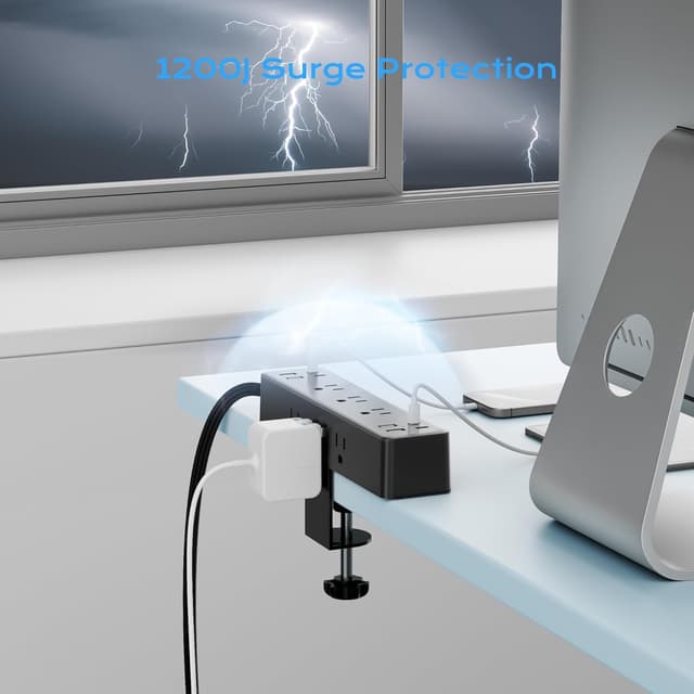 Thumbnail 6 de Flat Plug Desk Clamp Power Strip 10FT 🔌