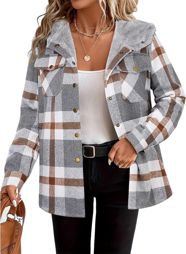 Detalle de Zeagoo Plaid Shacket Jacket for Women