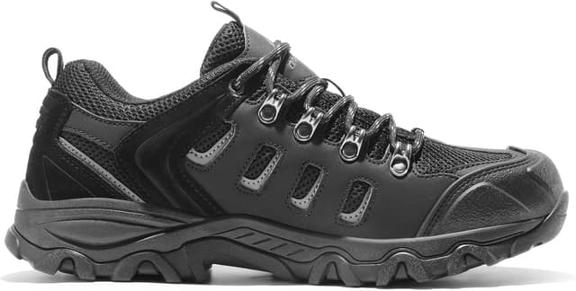 Detalle de NORTIV 8 Men’s Waterproof Leather Low-Top Hiking Shoes with Rubber Toe Cap