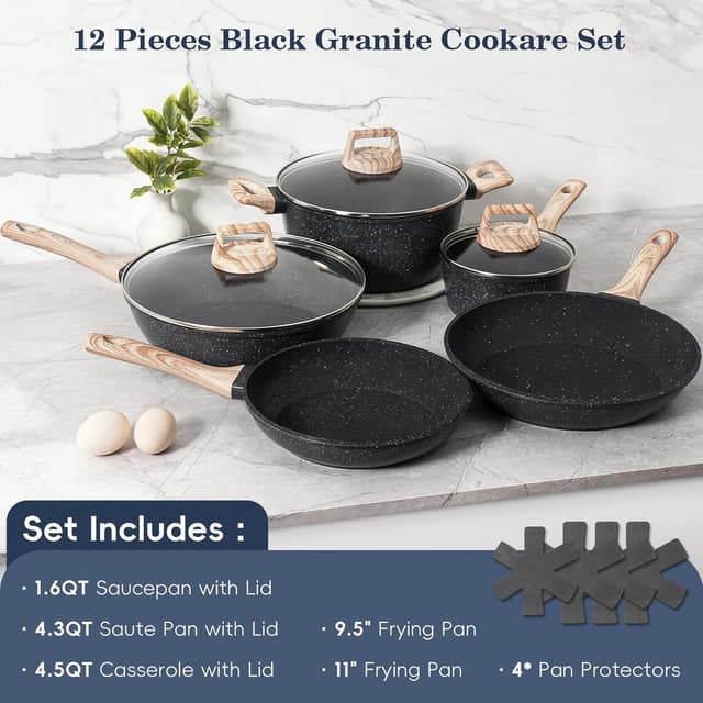 Detalle de SODAY 12-Piece Granite Nonstick Cookware Set