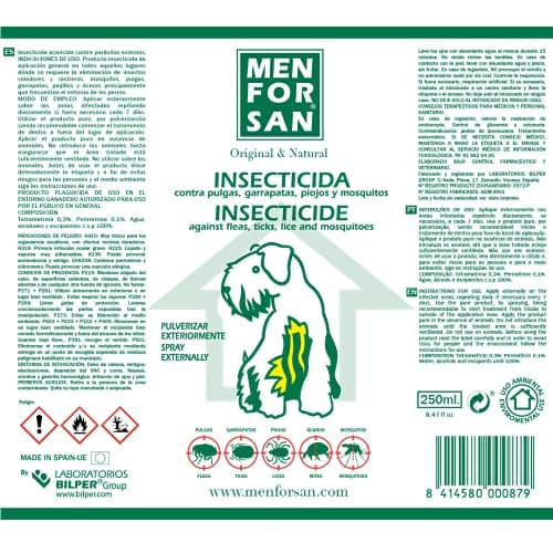 Detalle 2 de MENFORSAN Insecticida para Perros - 250 ml 🐾