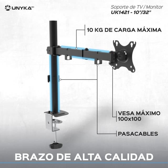 Detalle 1 de UNYKAch UK1421 Soporte para monitor 10–32" VESA 75x75/100x100 Máx 10 kg