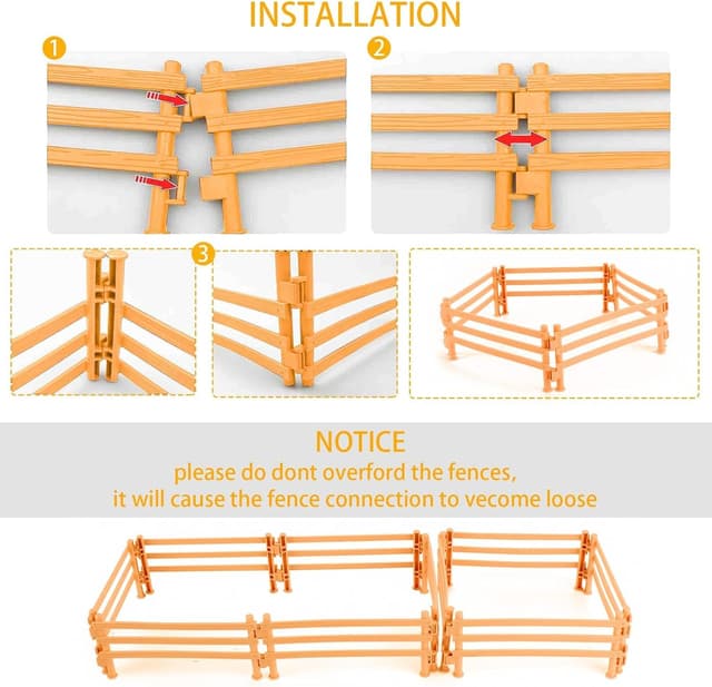 Detalle de YeahBoom Pferdezaun Spielzeug (40 Stück) – ABS-Kunststoff Koppel-Fechten Zubehör für Kinder