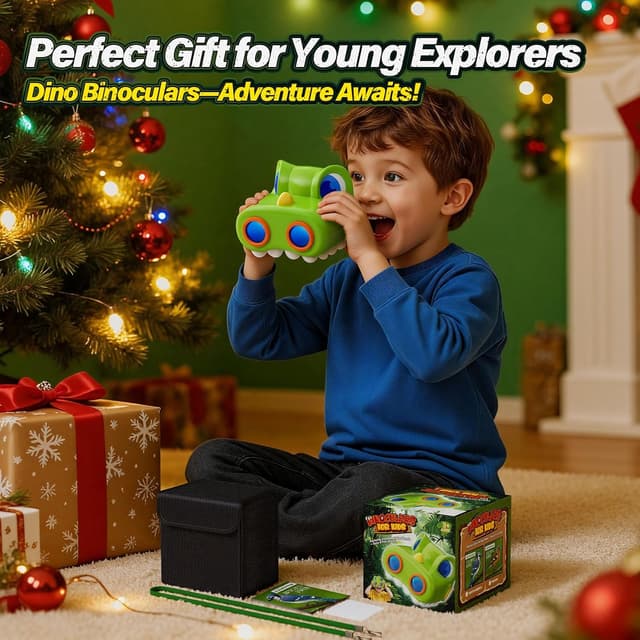 Thumbnail 6 de Zmpolir Kids Dinosaur Binoculars (with Compass) + Bird Watching Manual — Outdoor Camping Exploration Toy for Ages 3–12 (Green)