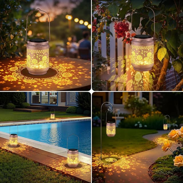 Thumbnail 6 de BUCASA 2-Pack outdoor sunflower solar lantern garden ornaments (waterproof hanging lights)