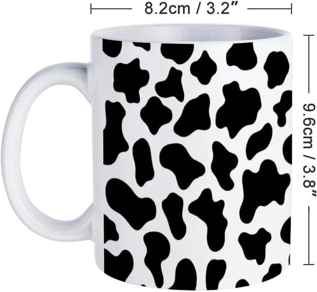 Detalle de Ceramic Mug – Cow Print, 11oz: microwaveable, dishwasher safe