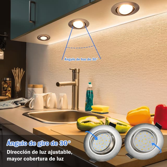Detalle 2 de Heromind Downlight LED Empotrable 10 Pcs, Orientable y Ajustable 🌟