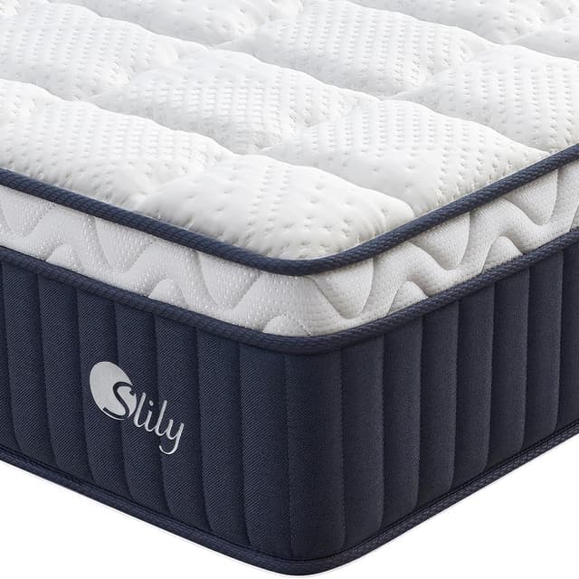 Detalle de slily 12 Inch 4ft 6 Hybrid Mattress (135 x 190cm) with 7-Zone Pocket Sprung & Memory Foam for Back Pain