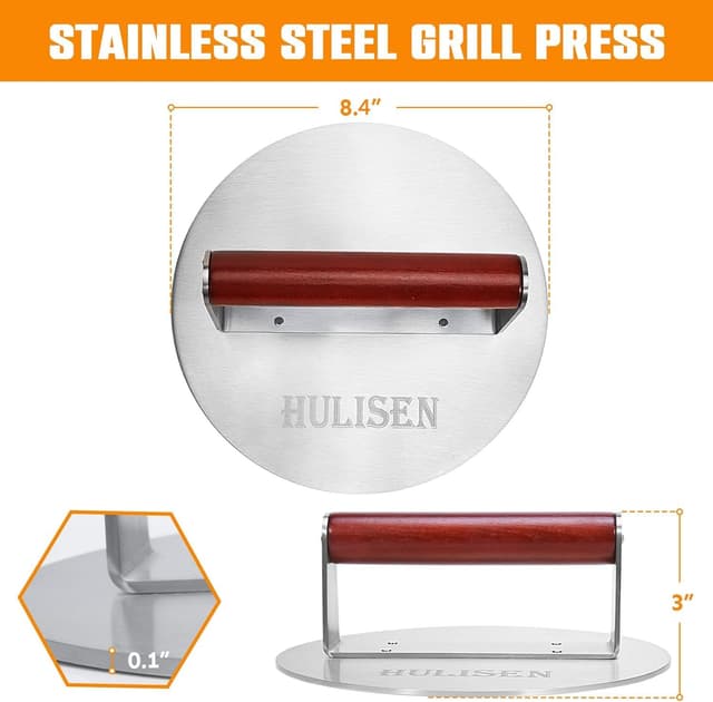 Thumbnail 5 de HULISEN 8.5-Inch Burger Press heavy-duty 2.5 lb grill press ๐