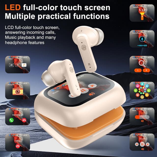 Detalle 2 de THREE PEACHES Wireless Earbuds with Touch LED ANC, Bluetooth ENC and Gaming Sound Modes