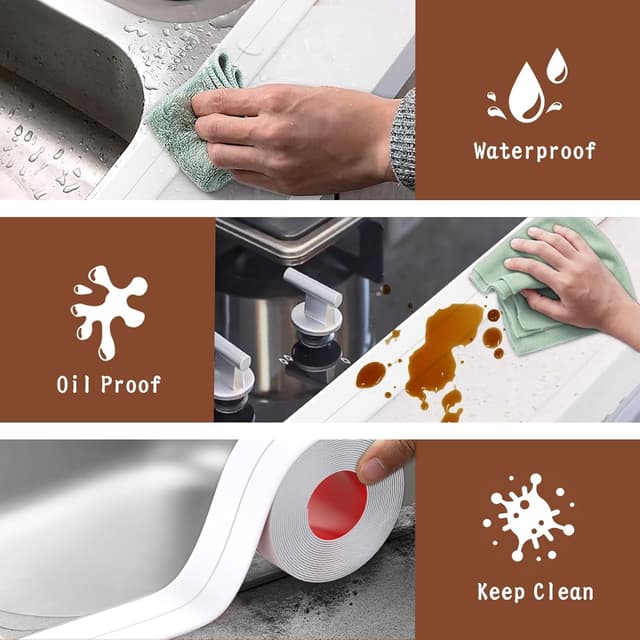 Detalle de Digtokore Bath Sealant Strip (2 Rolls) Waterproof PVC Sealant Tape with Sealing Tool