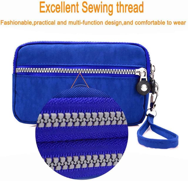 Detalle de LassZone 3-Compartment Nylon Wristlet Wallet Clutch for Mobile Phone, Cards and Cash