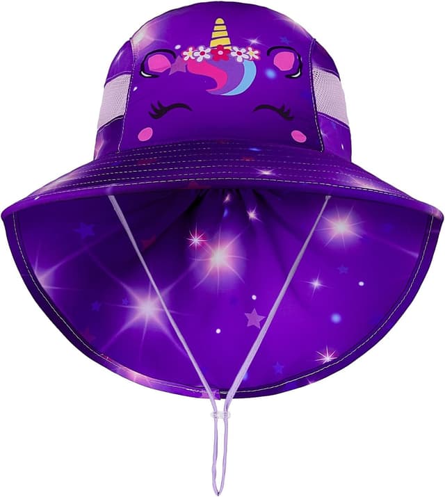 Detalle 2 de MHJY Kids Girls Sun Hat with UV Protection, Adjustable Fit & Wide Brim Neck Flap (2–9 years)