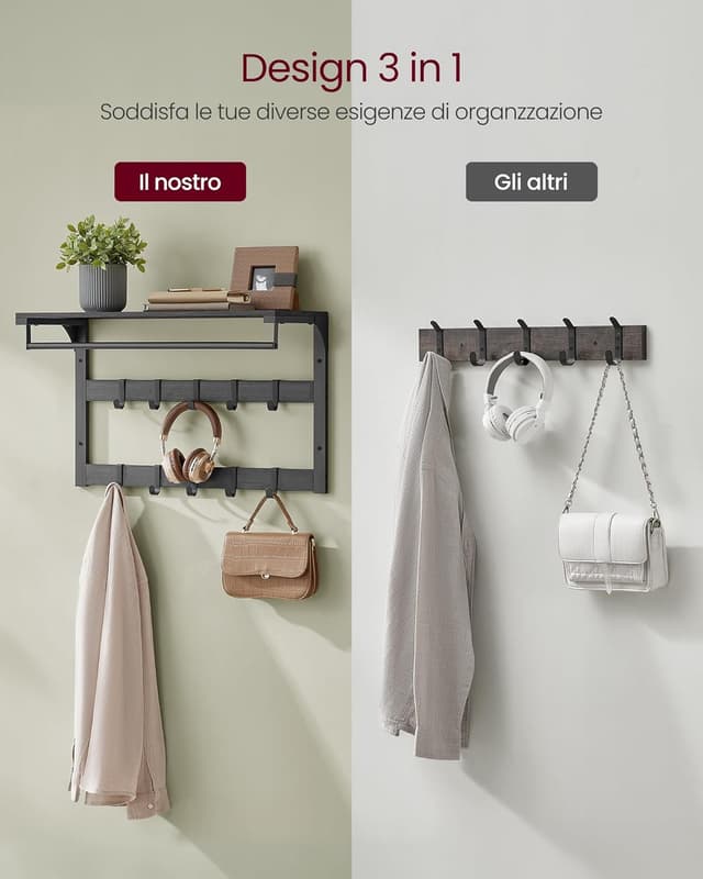 Thumbnail 2 de VASAGLE LCR101B04 Appendiabiti 3 in 1